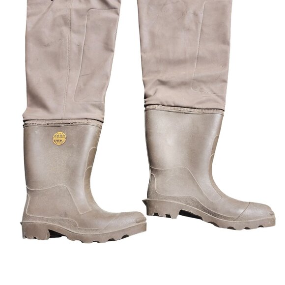 Vintage Seaway Men's Size 10 Hip Waders Brown Fly Fishing Duck Gear Taiwan PVC - Picture 2 of 11